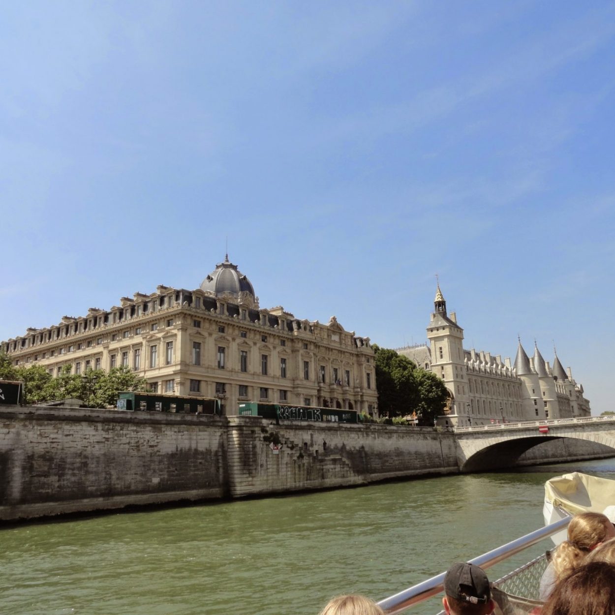 One of the old monuments of the city seen from the cruise on the River Seine.