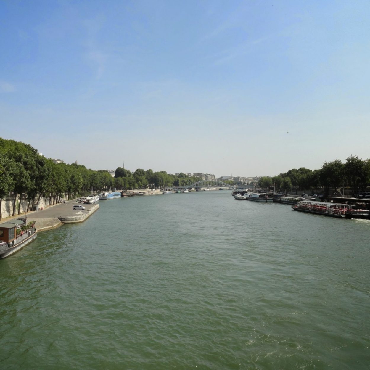 The Seine river seen from a bridge over it.